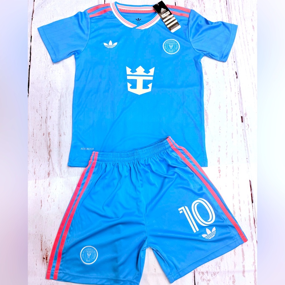 Kids Messi #10 Adidas Soccer Jersey Kit (Jersey + Shorts) Youth (SMALL) (24) Set - Picture 2 of 5
